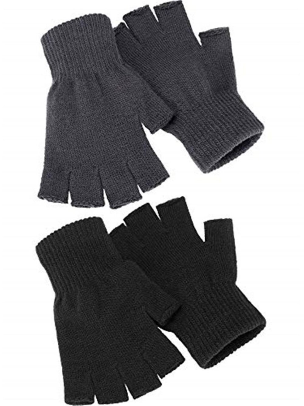 Fingerless Gloves Winter Knit Texting Gloves Stretch Warm Unisex Pair